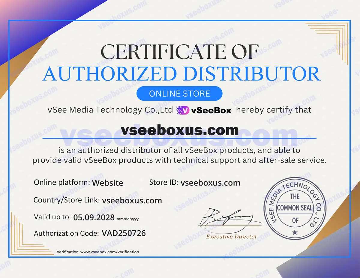 vSeeBox authorization certificate